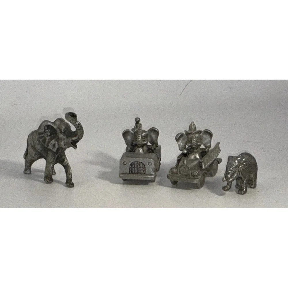 Spoontiques Pewter‎ Elephant In Golf Cart And Fire Engine 2 Pewter Elephants
